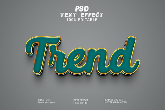 Effetto 3d in stile testo modificabile psd di tendenza