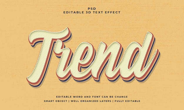 Trend retro vintage psd 3d bewerkbaar teksteffect met achtergrond