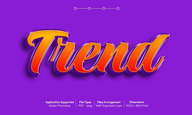 Trend text effect with 3d font style