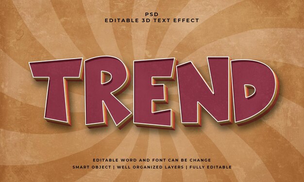 Trend vintage psd 3d editable text effect with background