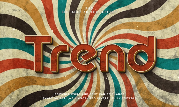 PSD trend vintage psd 3d редактируемый текстовый эффект с фоном
