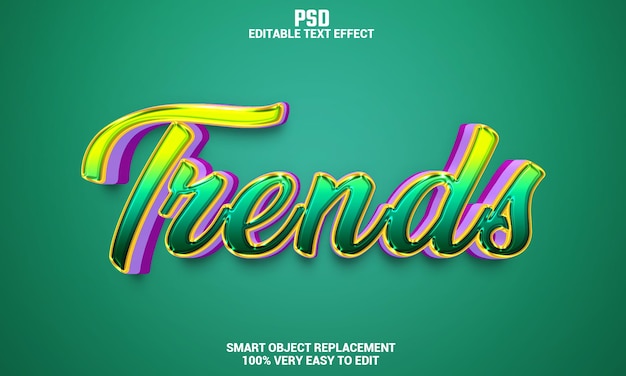 Trends 3d editable text effect with background Premium Psd