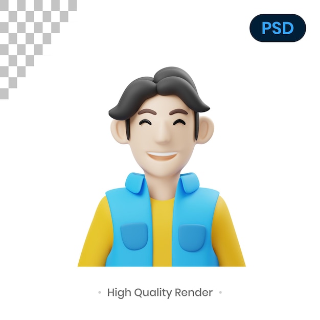 Trendy boy 3d render illustration premium psd