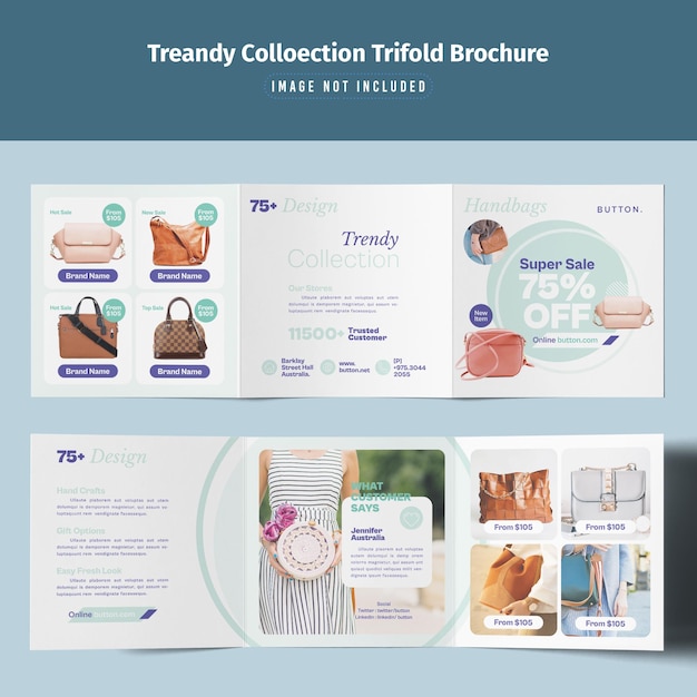 PSD trendy collection sale trifold brochure