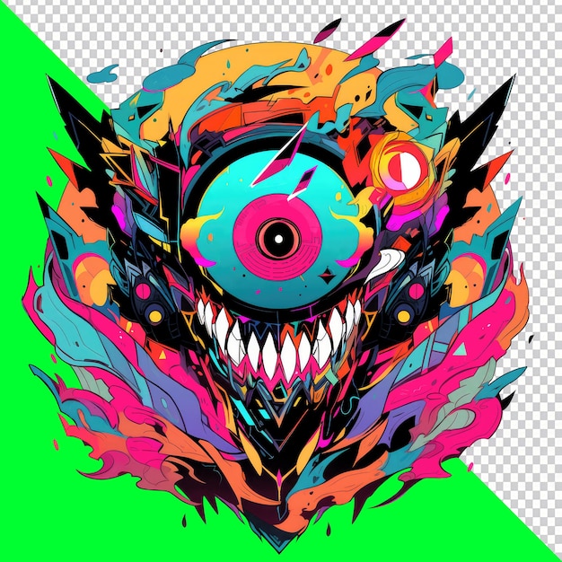 PSD trendy monster on tshirt