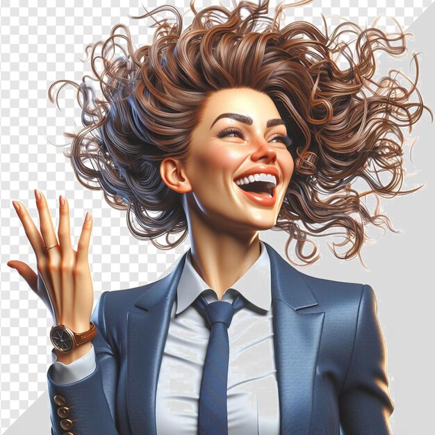 PSD trendy smiling stylish latino model with business outfit shaking isolated on transparent background