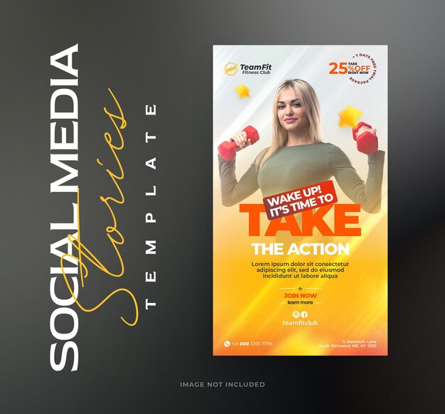 trening fitness post na Instagramie i szablon banera internetowego