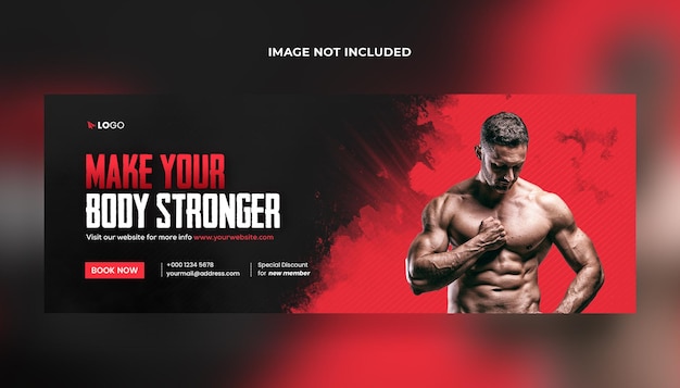 Trening fitness siłownia okładka na Facebooku i szablon banera internetowego psd
