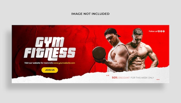 PSD trening siłowni fitness facebook okładka i szablon banera internetowego
