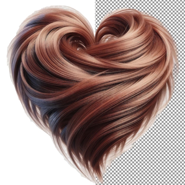 PSD tress heart izolowane włosy w kształcie serca na przezroczystym płótnie png