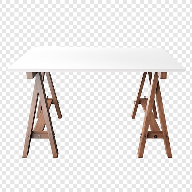 PSD trestle table isolated on transparent background