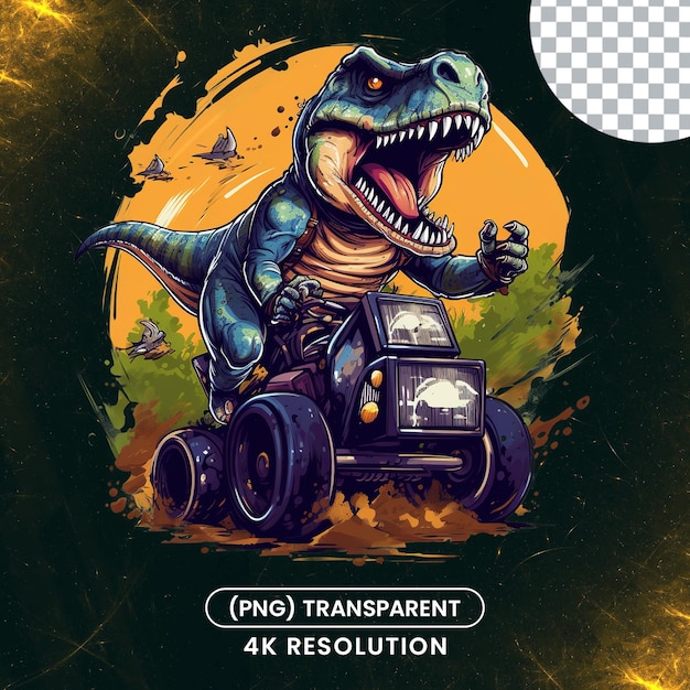 PSD trex riding monster truck на прозрачном фоне