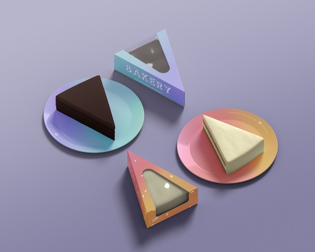 PSD triangle cake slice with gradient paper packaging