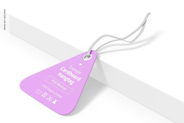 Triangle Cardboard Hangtag Mockup, Perspective