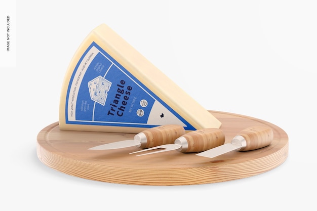 PSD triangle cheese on table mockup