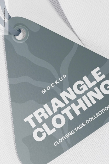 triangle clothing tag mockup, close up