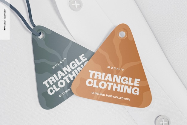 triangle clothing tags mockup, top view