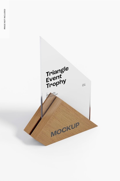 PSD triangle event trophy mockup, perspectief