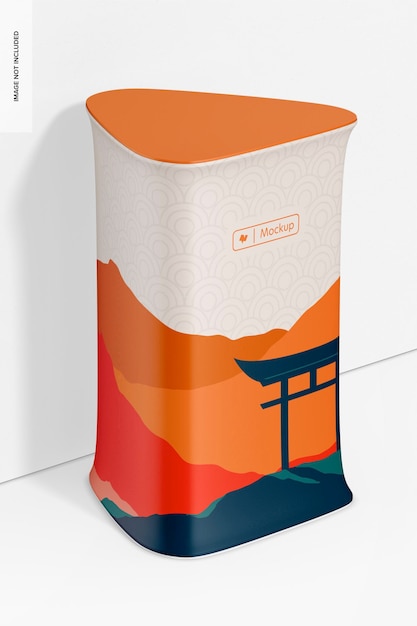 Triangle Fabric Display Counter Mockup, Perspective