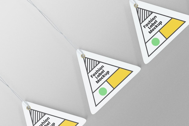 PSD triangle label tag mockup psd design template