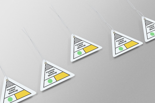 Modello di progettazione psd mockup tag etichetta triangolare