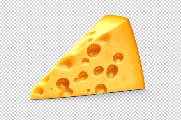 Triangle piece of cheese manual cut out on transparent