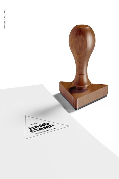 triangle rubber stamp mockup, left view