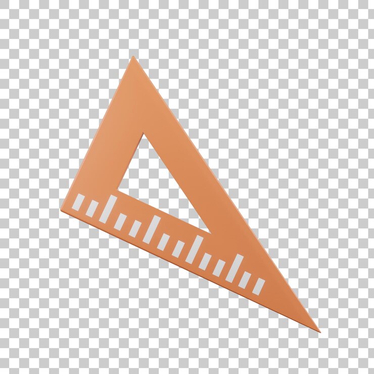 PSD triangle ruler 3d render illustration