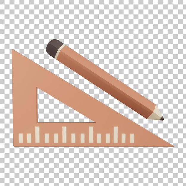 triangle and ruler 3d render illustration