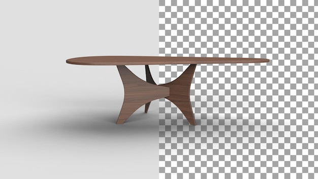 PSD triangle shape coffee table side view with shadow 3d render