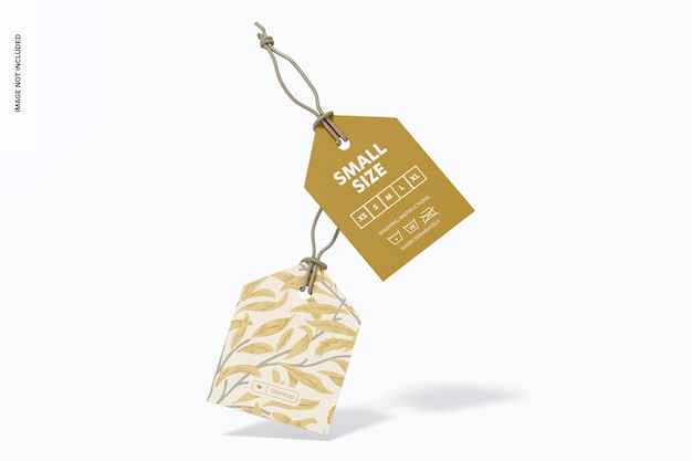 Triangle shaped clothing tags mockup, front view