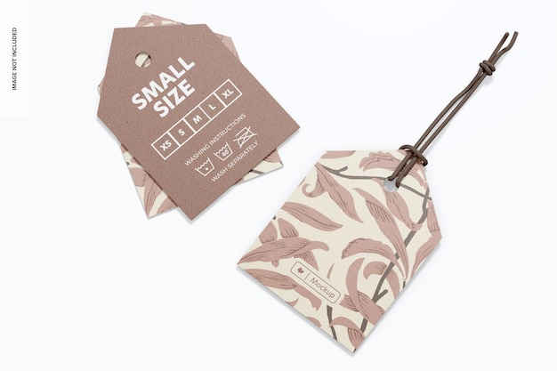 PSD triangle shaped clothing tags mockup, top view