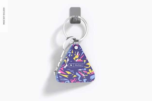 Triangle Shaped Keychain Mockup, Hanging