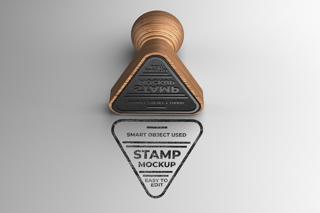 PSD triangle shaped wooden stamp mockup