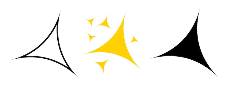 PSD triangle sparkle icon set design element sparkling star ornament yellow design template