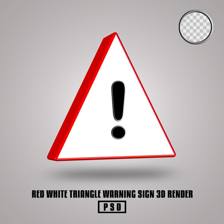 PSD triangle warning sign 3d render