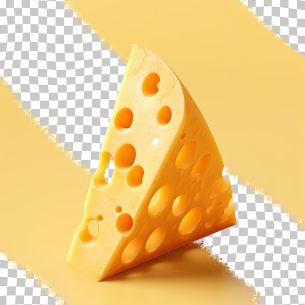 PSD a triangular cheese slice with holes on a transparent background