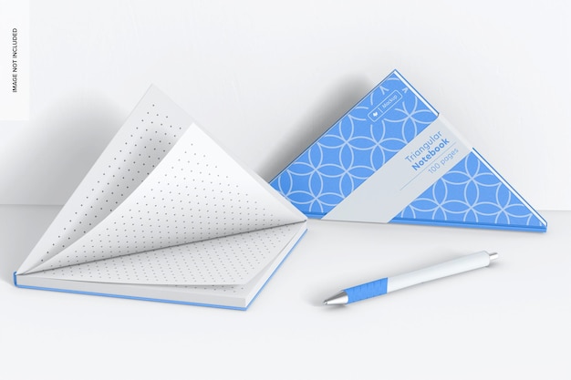 PSD triangular notebook mockup
