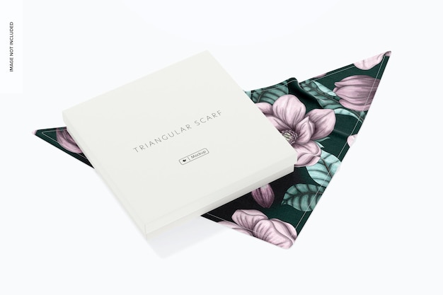 Triangular scarf with gift box mockup