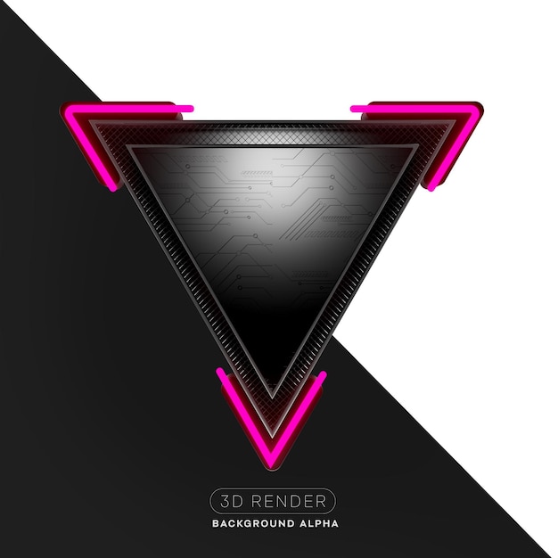 Triangulo con luces neon 3d render