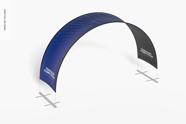 Mockup dell'arco pubblicitario del triathlon, prospettiva