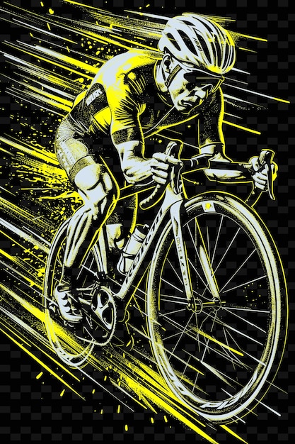 Triathlon cyclist speeding on a bike with determination wit illustration flat 2d sport backgroundh