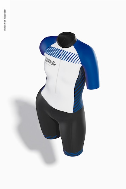 Triathlon women suit mockup, prospettiva