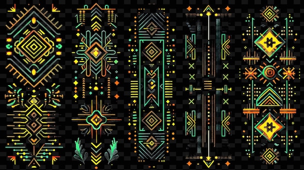 PSD tribal trellises pixel art met gedurfde patronen en geometrische creatieve textuur y2k neon item designs