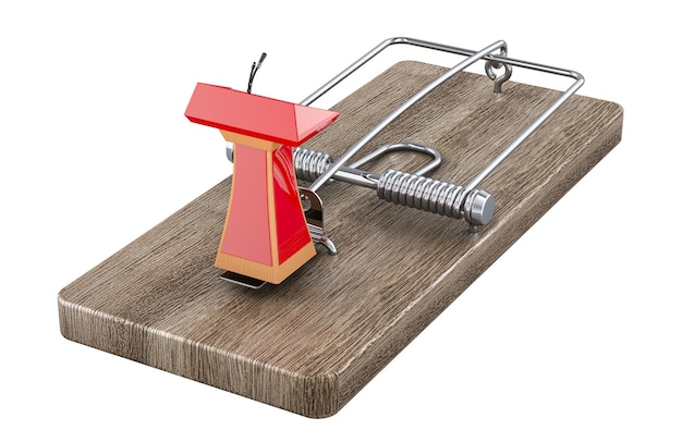 Tribune with microphone in mousetrap 3D rendering isolated on transparent background