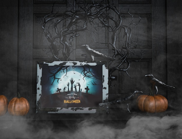 Trick or treat spooky halloween with black branches