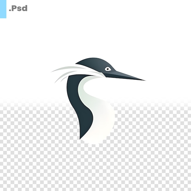 PSD tricolored heron logo design template vector illustration psd template