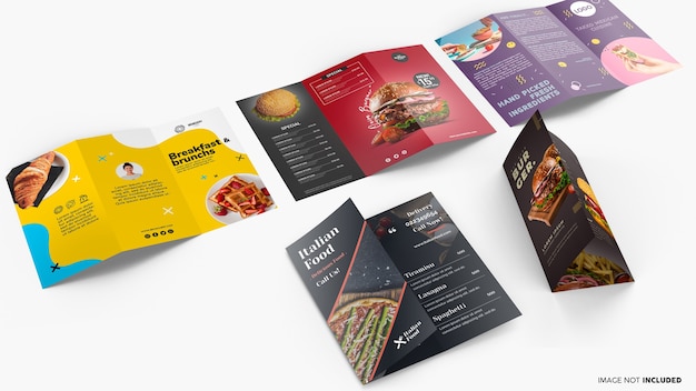 Collezione di brochure a tre ante mockup