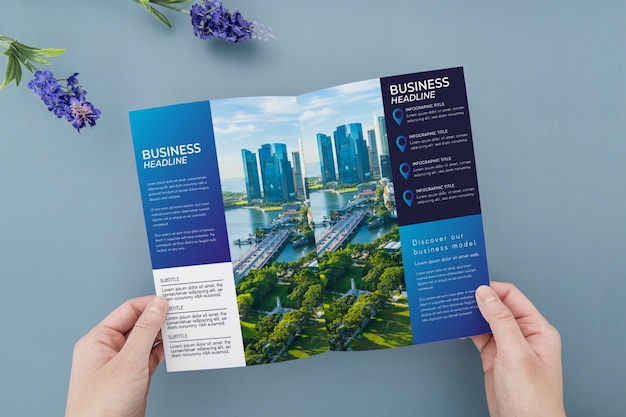 PSD trifold brochure concept mock-up