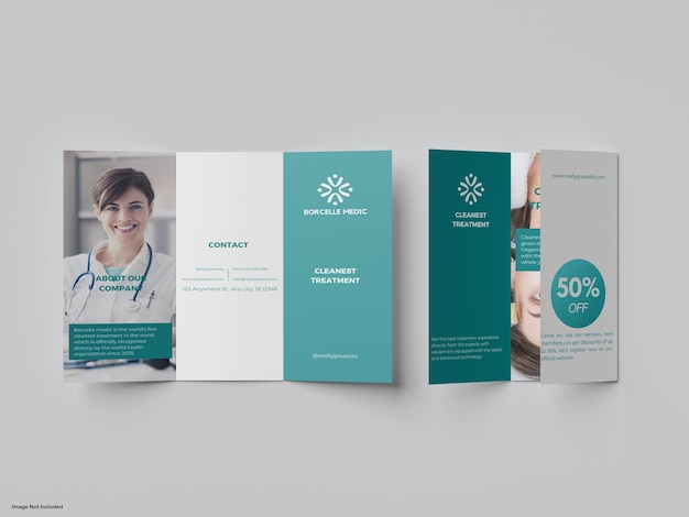 Trifold brochure or  invitation mockup